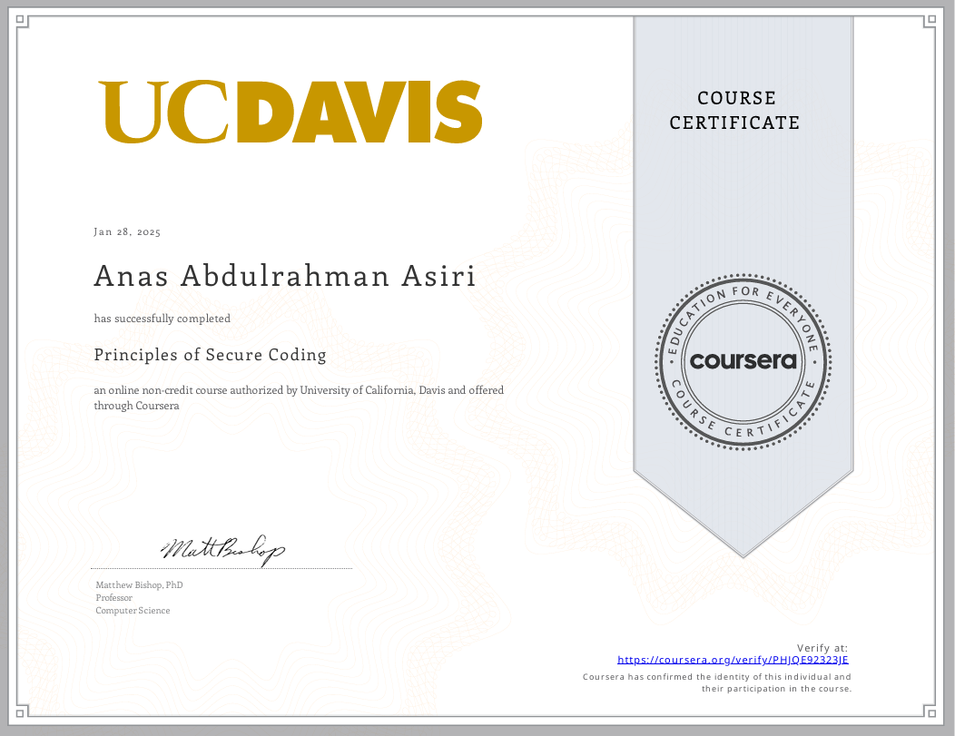 UCDAVIS Principles of Secure Coding