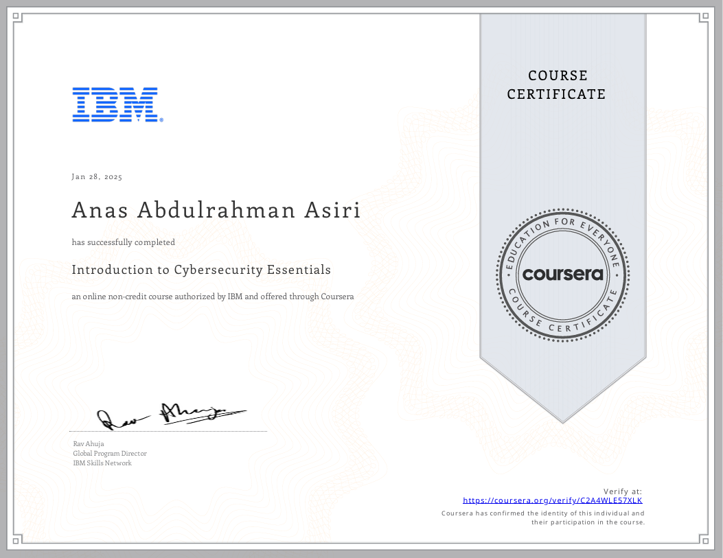 IBM Introduction to Cybersecurity Essentials